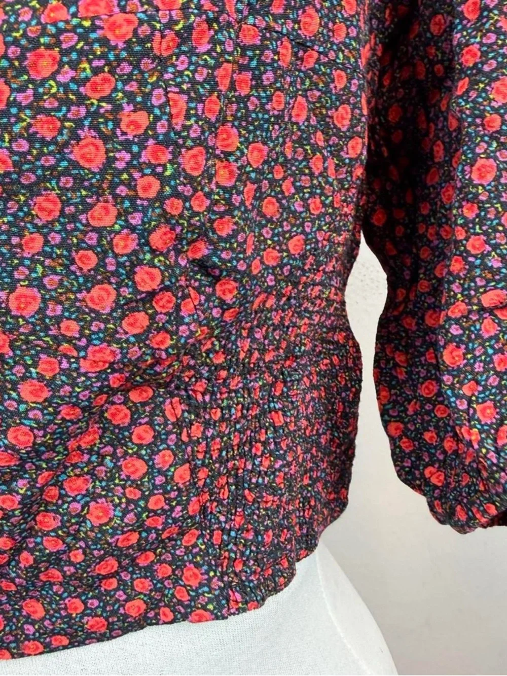 Zara Crop Floral Printed Sweetheart Neckline Top - Picture 5 of 8